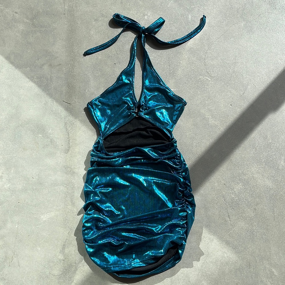 Blue metallic dress